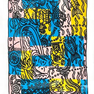 Robert COMBAS (1957). L'Etang de Thau. Lithographie