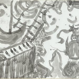 JEAN RAINE (1927-1986) - Pendu sous la cloche - Lavis sur papier