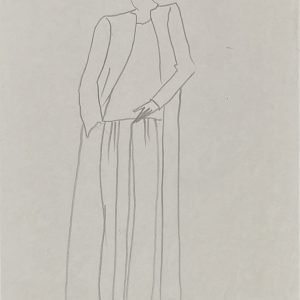 Croquis d’une tenue réalisée pour Jeanne Moreau