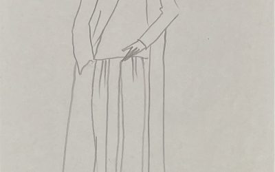 Croquis d’une tenue réalisée pour Jeanne Moreau