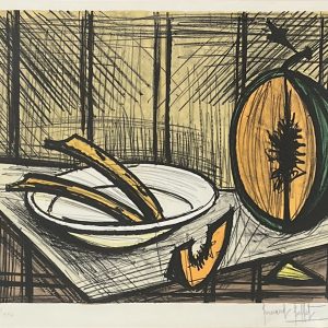 Nature morte au melon et à l'assiette