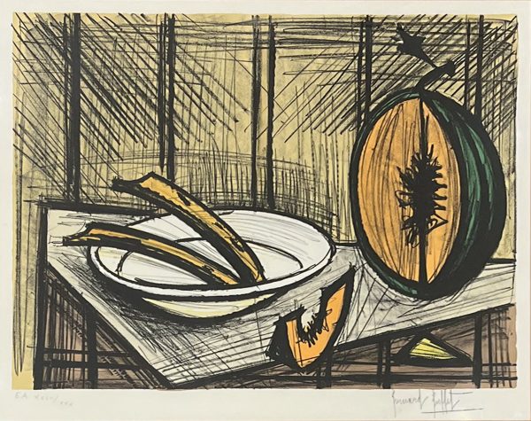 Nature morte au melon et à l'assiette