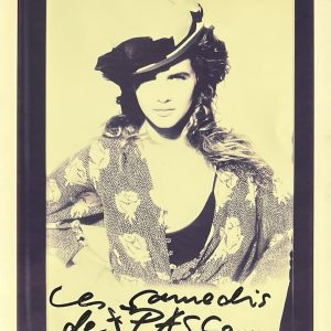Isabelle Pasco, chemisier à fleurs et chapeau, circa 1984.