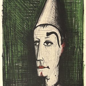 lithographie originale bernard buffetclown vert