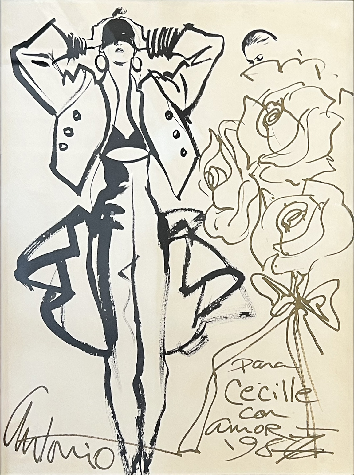 Dessin original de mode Antonio Lopez
