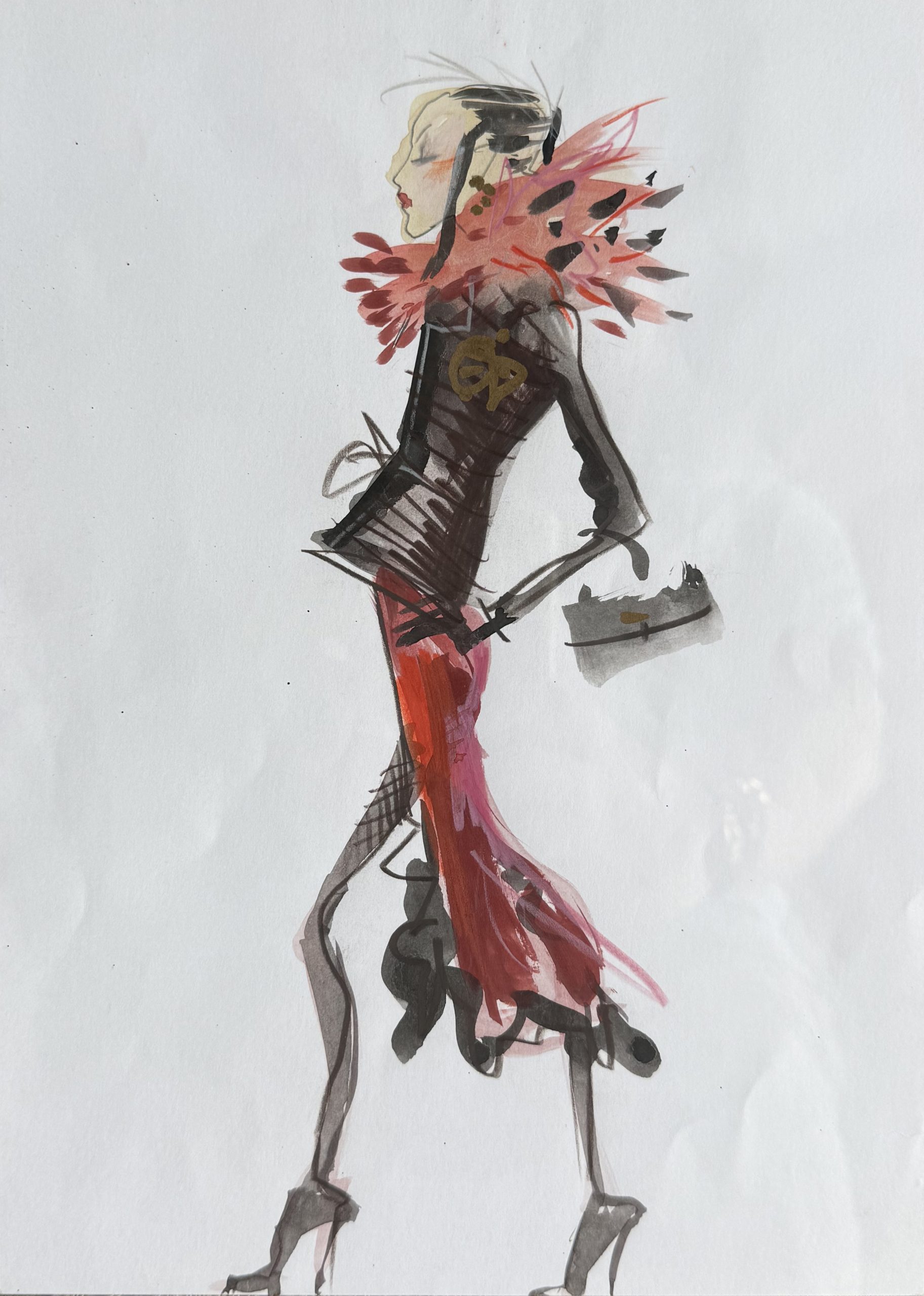 Christian Lacroix dessin de silhouette dessin mode