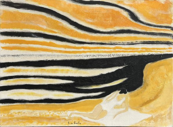 André Brasilier ; peintre francais ; huile sur toile ; œuvre originale ; soir a Oléron