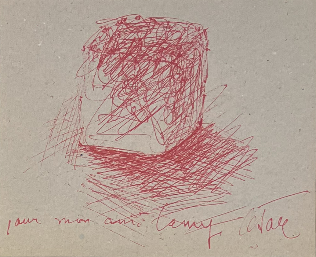 César ; César Baldaccini ; dessin original ; compression au stylo rouge ; Jean-Claude Lamy