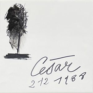 César, César Baldaccini dit ; dessin original ; feutre noir 1988