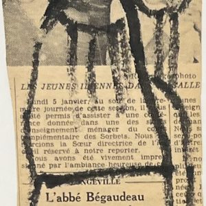 Gaston Chaissac ; couple ; 1959 ; encre de chine ; papier journal ; œuvre originale ; artiste français