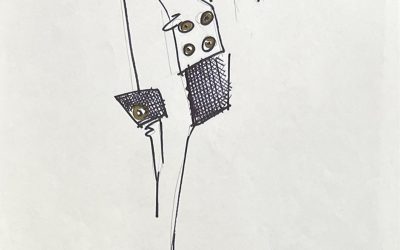 Croquis d’un tailleur, hiver 90/91, Christian Dior.