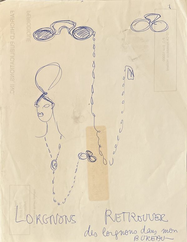 Jean-Paul Gaultier ; JPG ; Dessin original ; stylo à bille ; dessin de mode ; circa 1990