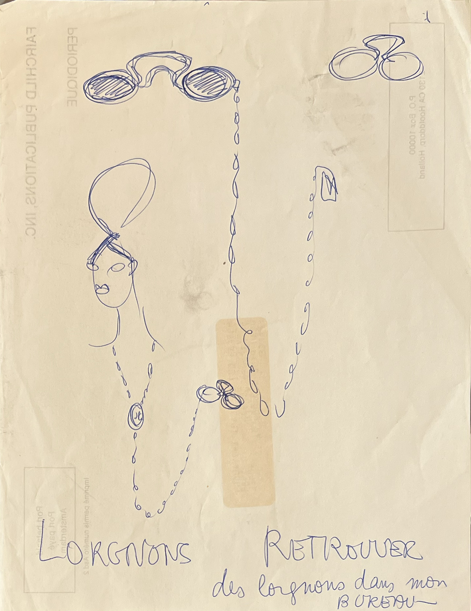 Jean-Paul Gaultier ; JPG ; Dessin original ; stylo à bille ; dessin de mode ; circa 1990
