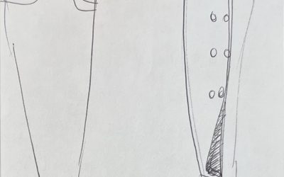 Croquis d’une jupe fourreau réversible,
