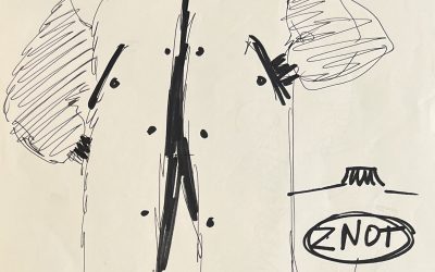 Croquis d’une veste longue en fausse fourrure
