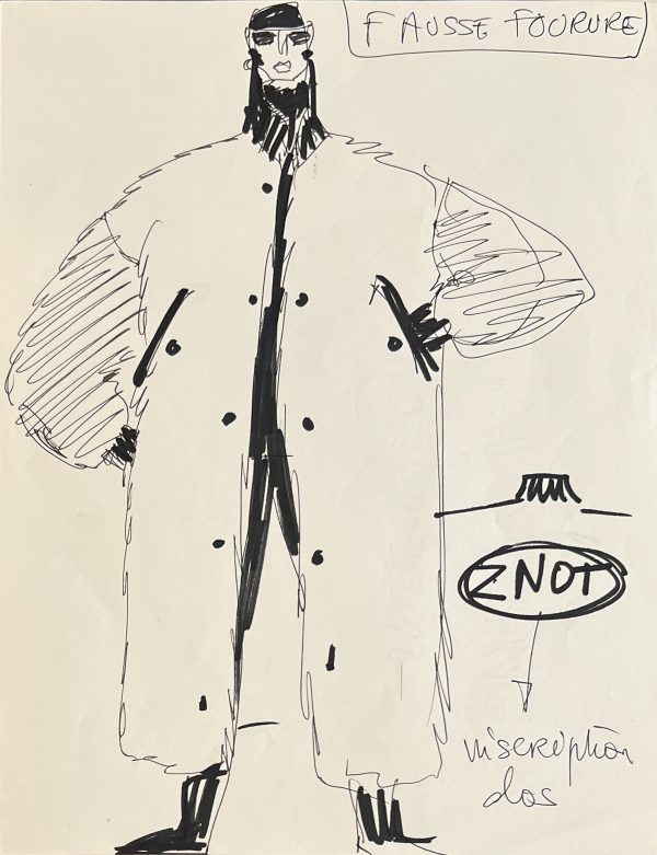 Jean-Paul Gaultier ; JPG ; Dessin original ; encre et feutre ; dessin de mode