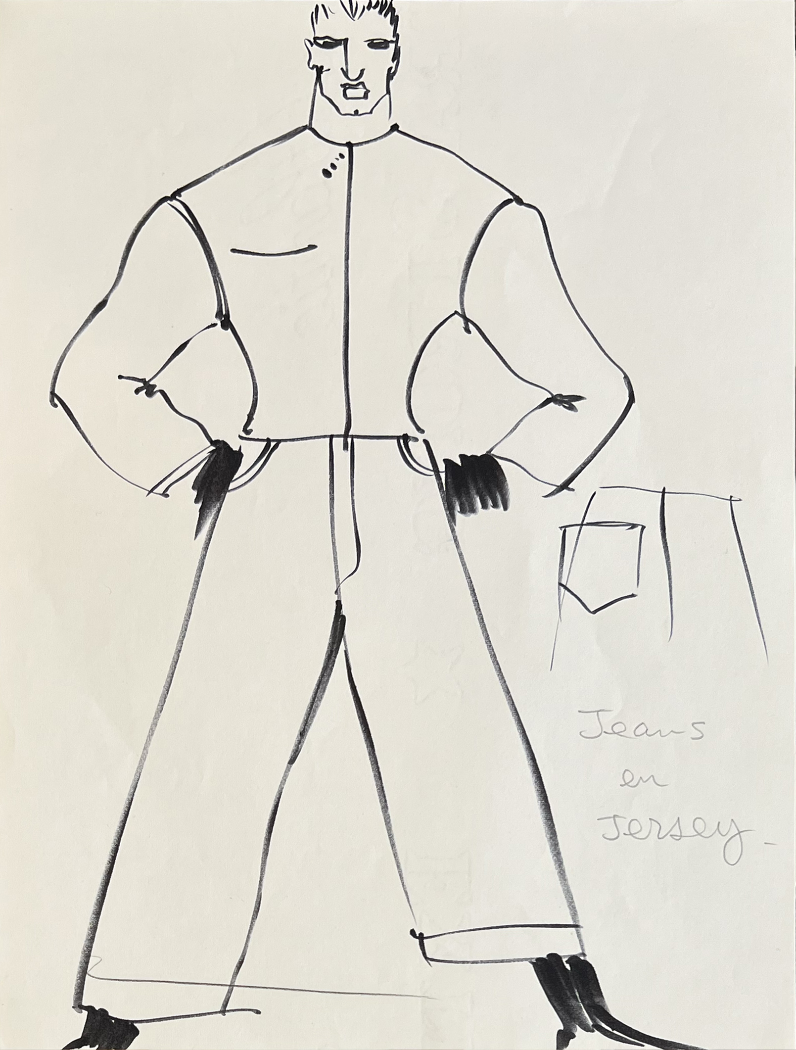 Jean-Paul Gaultier ; JPG ; dessin original ; dessin de mode ; feutre