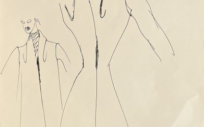 Croquis de deux manteaux longs,